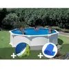 GRE Kit piscine acier blanc Gré Atlantis ronde 3,70 x 1,32 m + Bâche h...