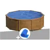 GRE Kit piscine acier aspect bois Gré Sicilia ronde 4,80 x 1,22 m + Bâ...