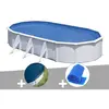 GRE Kit piscine acier blanc Gré Fidji ovale 6,34 x 3,99 x 1,22 m + Bâc...