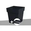 Pot de fleur carré Toscane 39 x H.39 cm Anthracite + Soucoupe - Eda TU