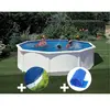 GRE Kit piscine acier blanc Gré Fidji ronde 4,80 x 1,22 m + Bâche hive...