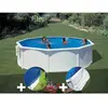 GRE Kit piscine acier blanc Gré Bora Bora ronde 3,70 x 1,22 m + Bâche ...