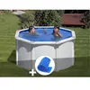 GRE Kit piscine acier blanc Gré Fidji ronde 2,60 x 1,22 m + Bâche à bulles