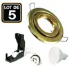 5 Spots Encastrables Orientable Dorée 7W Blanc Froid 6000k