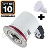 EUROPALAMP 10 Spots bbc Orientable inox IP20 + Ampoule GU10 5W Blanc Neutre + Douille