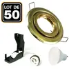 50 Spots encastrable orientable dorée avec GU10 led de 7W eqv.