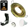 Lot de 5 Spot encastrable orientable dorée avec GU10 led de 5W