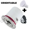 EUROPALAMP Spot bbc Orientable inox IP20 + Ampoule GU10 7W Blanc Chaud + Douille