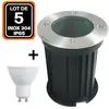 EUROPALAMP Lot 5 Spots Encastrable de Sol Rond Inox 304 Exterieur IP65...