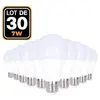 30 Ampoules LED E27 7W 3000K Blanc Chaud Haute Luminosité