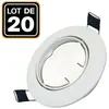 EUROPALAMP Lot de 20 collerettes supports encastrables orientables Spot LED rond blanc - Diametre 90mm - Trou de perçage 65mm