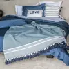 Febronie Plaid coton bleu pétrole 160x250