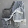 Febronie Plaid coton gris moyen / écru 160x250