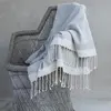 Febronie Plaid coton gris perle / écru 130x170