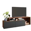 ACTUAL DIFFUSION Meuble TV 50 Pouces 2 Abattants Noir et Châtaignier L 164 H 46.5 P 37.5 cm - L 164 x l 37.5 x H 46.5 cm