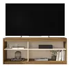 CAEMMUM Beaux Meubles Pas Chers - Meuble tv 55 Pouces Chêne et Blanc 4 Niches