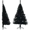 Semi-sapin de Noël artificiel avec support Noir 150 cm PVC