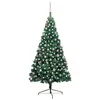 Semi-sapin de Noël artificiel éclairage boules vert 210 cm