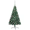 Semi-sapin de Noël artificiel éclairage boules Vert 240 cm