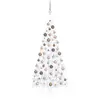 Semi-sapin de Noël artificiel éclairage boules blanc 240 cm