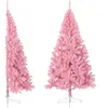 Semi-sapin de Noël artificiel avec support Rose 210 cm PVC