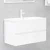 Armoire dévier - vidaXL - Blanc - Bois dingénierie - Vasque intégrée -...