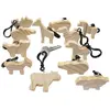 Porte-clefs figures bois animaux, set de 12