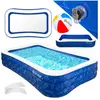 Piscine gonflable Piscine familiale pour enfants et adultes Pataugeoire Adaptée aux enfants Avec trous de drainage Bleu, 2.4 mètres - Kesser