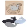 Puzzle animaux baleine en bois multicolore - Kindsgut