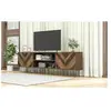MODERNLUXE Meuble TV 160 cm style avec 2 compartiments et 2 portes en placage de bois massif, Banc tv de Poignées dorées, bois rétro