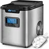 Tillvex Machine à glaçons Argent en inox 12 kg - 24 h Préparation de glaçons avec minuterie et réservoir 2,2 litres Ice Maker avec écran led et nettoyage