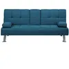 BELIANI Canapé convertible 3 places en tissu bleu ROXEN