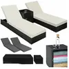 TECTAKE Bain de soleil duo 5 positions avec 2 sets de housses + housse...
