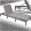 TecTake Bain de soleil Transat en rotin Robuste Rembourrage épais gris TU