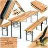 TecTake Table de jardin pliante avec bancs Ensemble de tente à bière 3 pièces