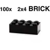 100 briques LEGO noires 2x4 et un séparateur de briques orange