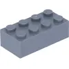 100 x briques LEGO 2 x 4, gris foncé