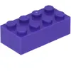 100 x briques LEGO 2 x 4, violet foncé