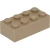 100 briques LEGO 2x4, beige foncé