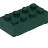 100 x briques LEGO 2 x 4, vert foncé