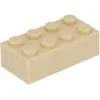 100 x briques LEGO 2 x 4, beige