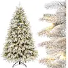 Yorbay Sapin de Noël artificiel 150cm avec éclairage Blanc Flocons de ...