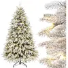 YORBAY Sapin de Noël Artificiel 180cm Lumineux LED avec Neige Blanche ...