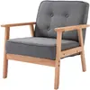 HOMCOM Fauteuil Monoplace Fauteuil de Salon en Tissu avec Accoudoirs C...