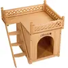 Cadoca Niche villa en bois avec terrasse brun 66x53x64cm
