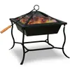 Deuba | Brasero de Jardin carré 45x45 cm Acier Noir avec Couverc...