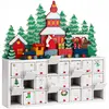 Merkloos / Sans marque Spielwerk® Calendrier de l'Avent réutilisable 'Paysage' en bois 24 tiroirs à remplir individuel Noël décoration fêtes