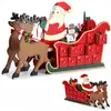 Spielwerk® Calendrier de l'Avent réutilisable 'Traîneau' en bois 24 tiroirs à remplir individuel Noël décoration fêtes Rennes