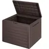 Casaria Coffre de rangement 190 L Marron Poignées latérales Malle de rangement Intérieur Extérieur Jardin Terrasse Balcon