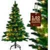 Casaria Sapin de Noël artificiel 140-180cm support inclus arbre de noël décoration Standard 180 cm